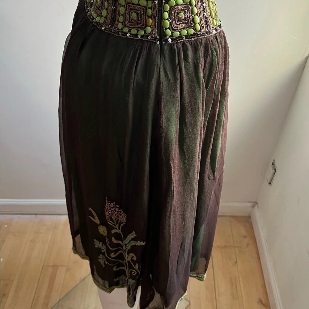 White Chocolate Size M Chiffon Green Beaded Skirt Forest Fairy Boho Whimsigoth - Picture 3 of 9